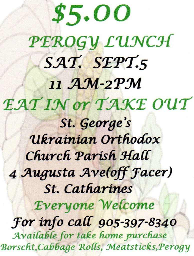 $5 Perogy Lunch: St. George's Ukrainian Orthodox Parish Hall, St. Catharines ON
