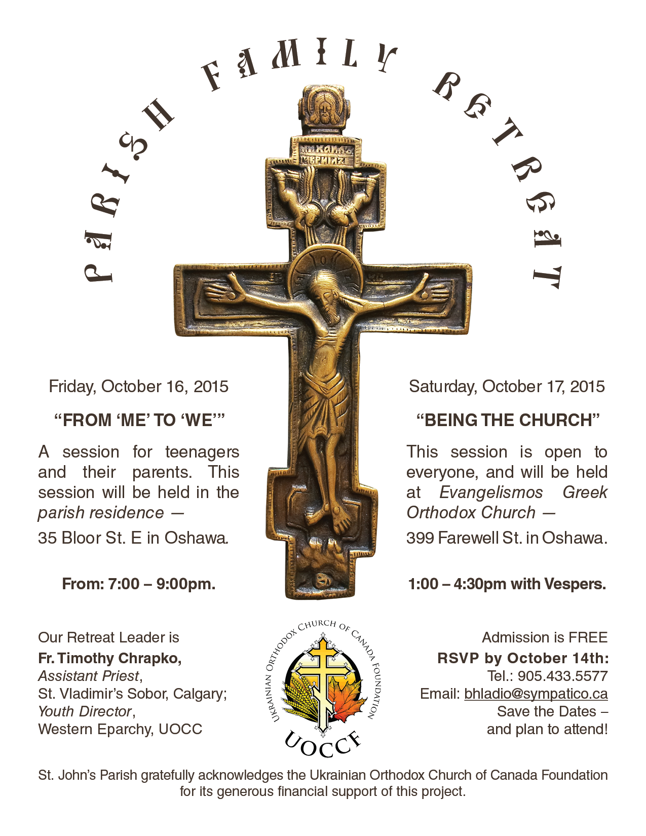 St. John's Parish Retreat October 2015 Poster UOCCF